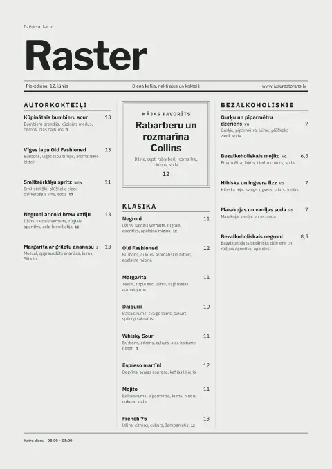 Režģa avīze – ēdienkartes veidnes priekšskatījums