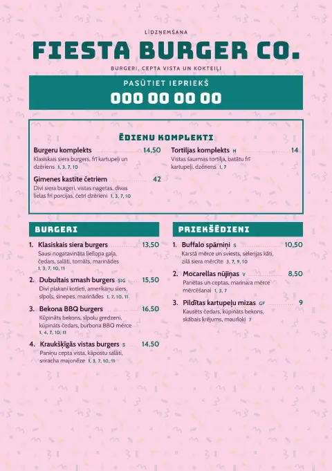 Fiestas kaudze – ēdienkartes veidnes priekšskatījums