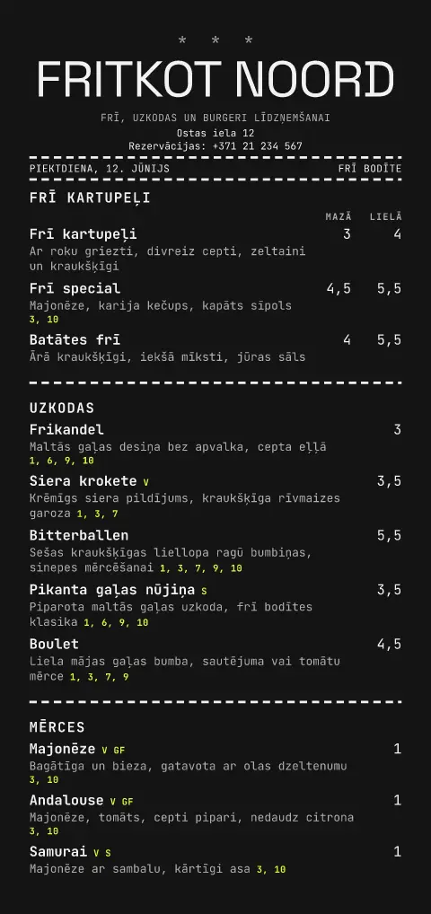 Betona frī – ēdienkartes veidnes priekšskatījums