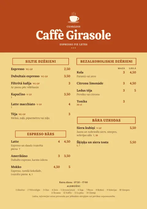 Rudens espresso – ēdienkartes veidnes priekšskatījums