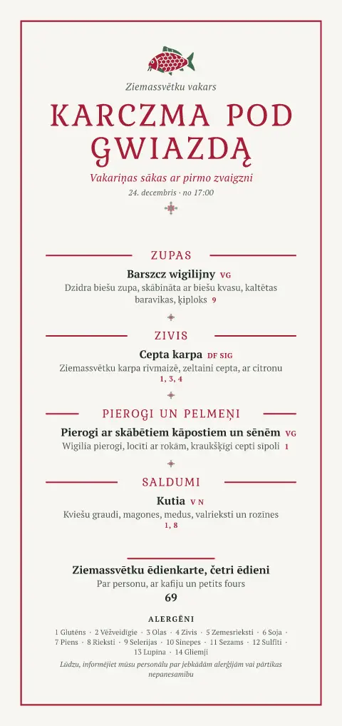 Pirmā zvaigzne – ēdienkartes veidnes priekšskatījums