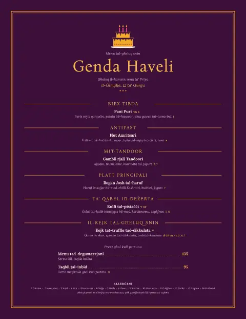 Marigold Candles – preview tal-mudell ta' menu