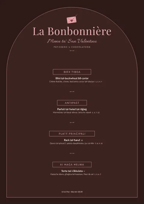 Bonbon Arch – preview tal-mudell ta' menu