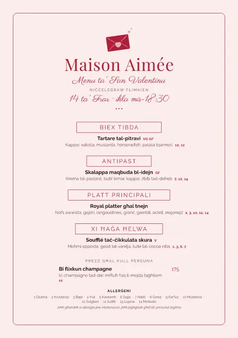 Blush Rendezvous – preview tal-mudell ta' menu