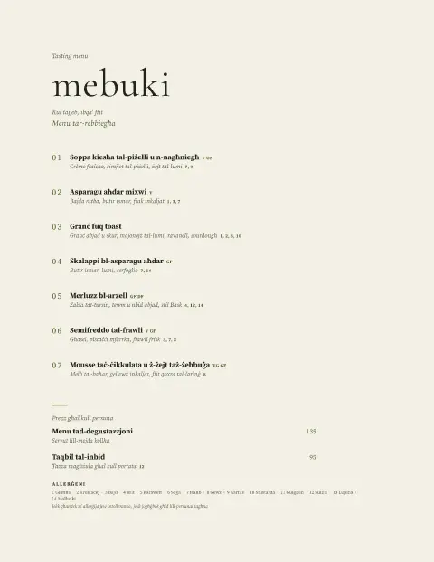 Seven Sprouts – preview tal-mudell ta' menu