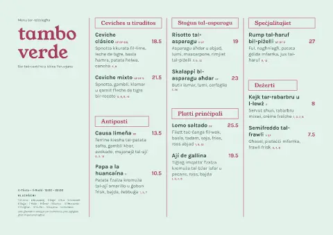 Mint Tiradito – preview tal-mudell ta' menu