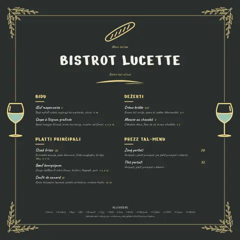 Baguette Slate – preview tal-mudell ta' menu