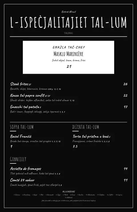 Noir Ardoise – preview tal-mudell ta' menu