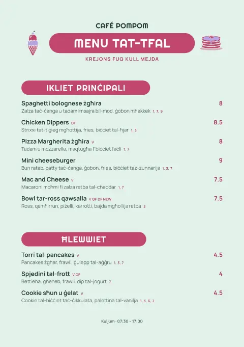 Pompom Play – preview tal-mudell ta' menu
