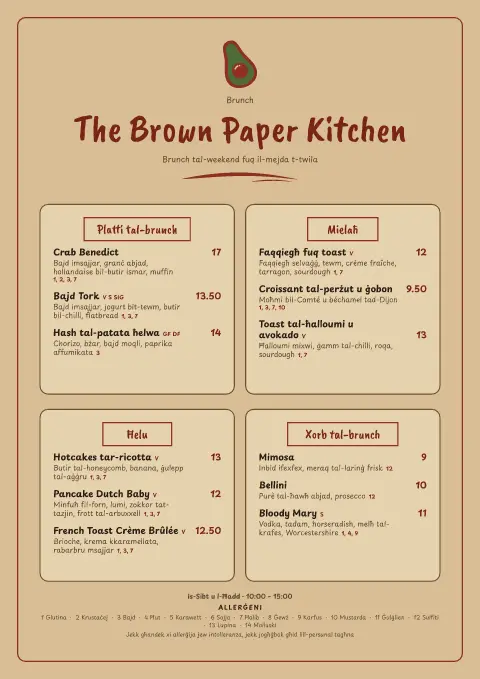 Avocado Scribble – preview tal-mudell ta' menu