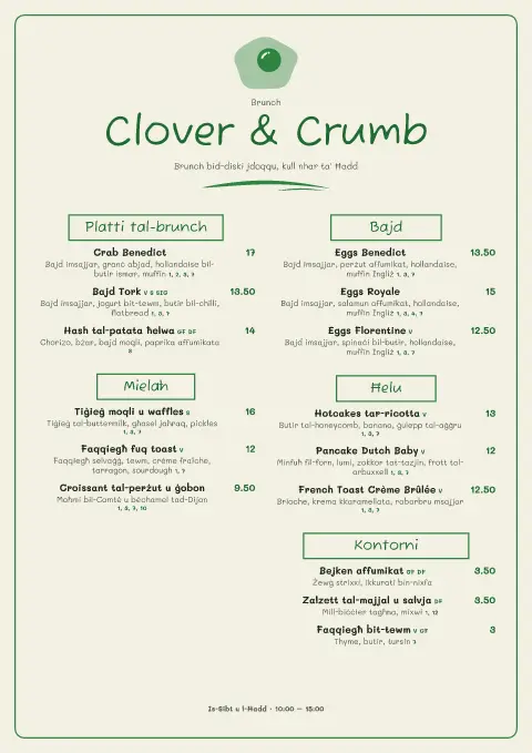 Yolk Doodles – preview tal-mudell ta' menu