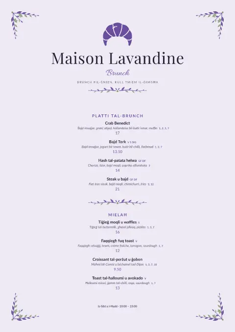 Lavandin Dawn – preview tal-mudell ta' menu