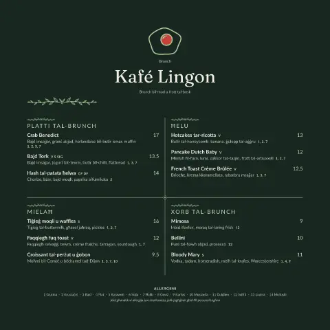 Fern & Yolk – preview tal-mudell ta' menu
