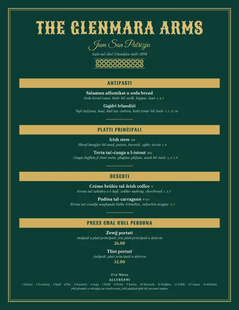 Gilded Clover – preview tal-mudell ta' menu