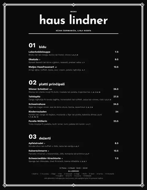 Weimar Noir – preview tal-mudell ta' menu