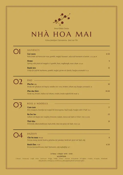 Golden Mai – preview tal-mudell ta' menu
