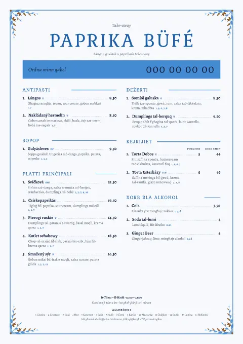 Paprika Stitch – preview tal-mudell ta' menu