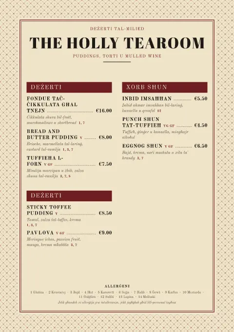 Pudding Press – preview tal-mudell ta' menu