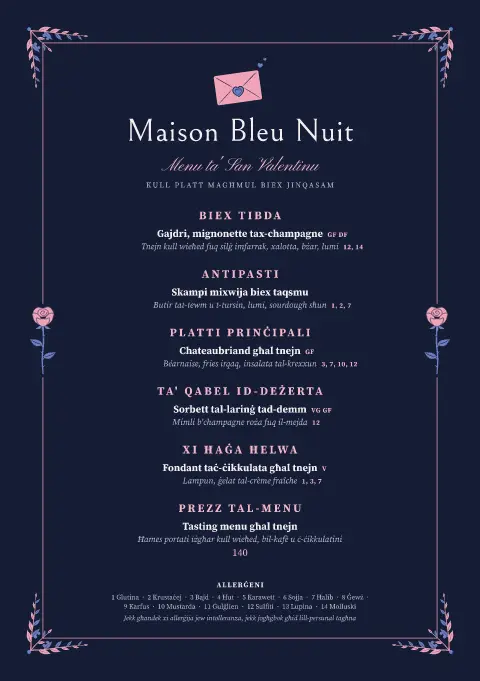 Moonlit Rose – preview tal-mudell ta' menu