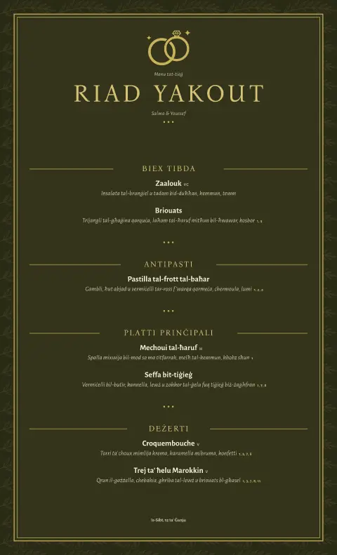 Olive Courtyard – preview tal-mudell ta' menu