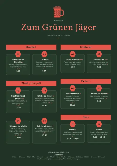 Jäger Tiles – preview tal-mudell ta' menu