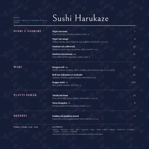 Sakura Rows – preview tal-mudell ta' menu