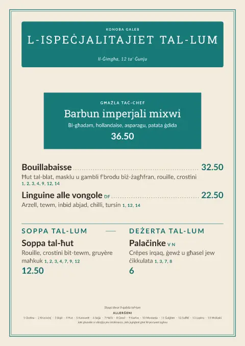 Adriatic Slate – preview tal-mudell ta' menu