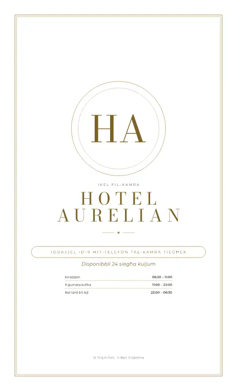 Gilded Bellhop – paġna 1 tal-mudell ta' menu