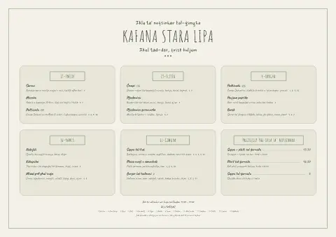 Linden Weekdays – preview tal-mudell ta' menu
