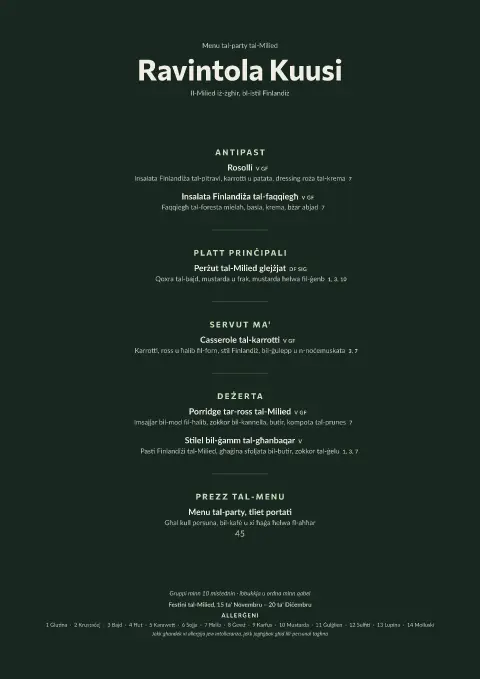 Little Yule – preview tal-mudell ta' menu