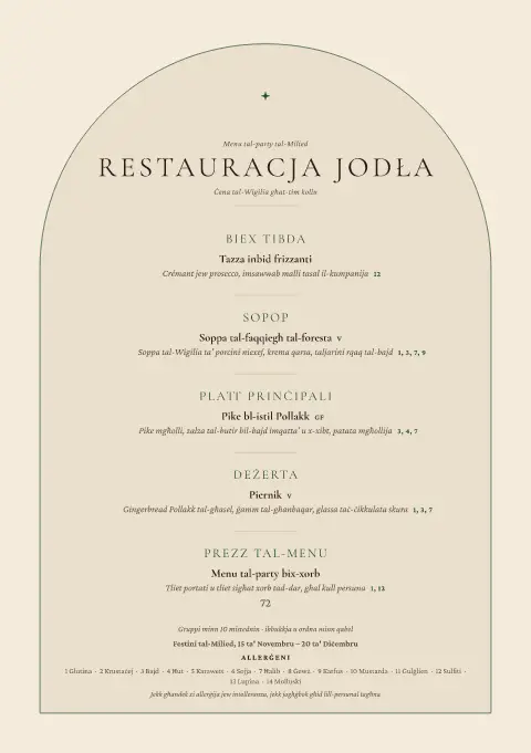 Opłatek Arch – preview tal-mudell ta' menu