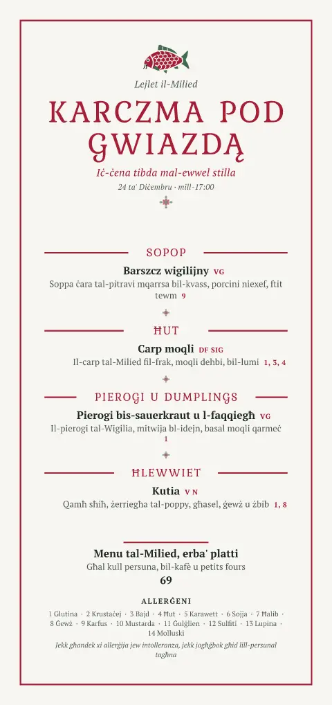First Star – paġna 1 tal-mudell ta' menu