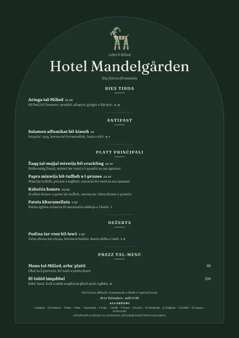 Almond Gift – preview tal-mudell ta' menu