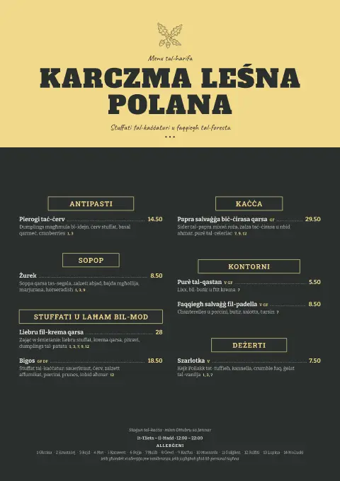 Forest Slate – preview tal-mudell ta' menu