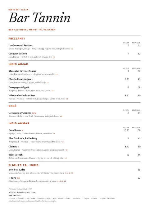 Glass Index – preview tal-mudell ta' menu