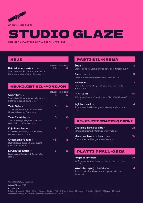 Frosted Diploma – preview tal-mudell ta' menu