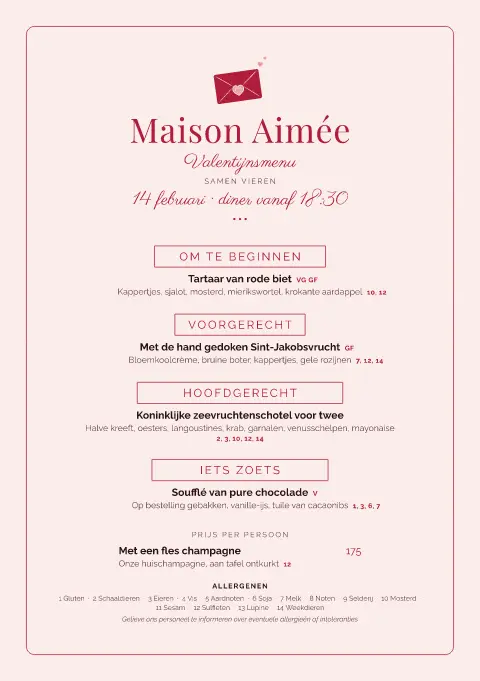 Blush Rendezvous – voorbeeld van menukaarttemplate