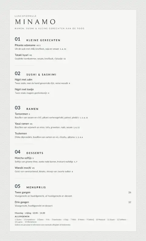 Seigaiha Noon – voorbeeld van menukaarttemplate