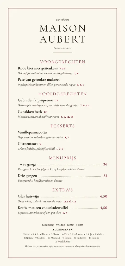 Bordeaux Noon – voorbeeld van menukaarttemplate
