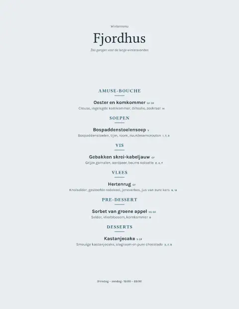Fjord Frost – voorbeeld van menukaarttemplate