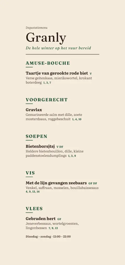 Pine Ember – voorbeeld van menukaarttemplate
