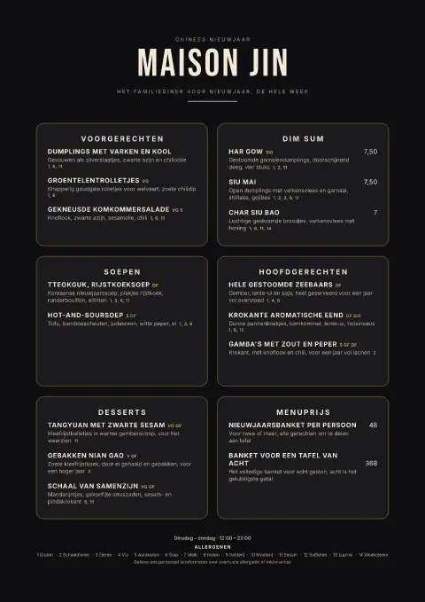 Midnight Banquet – voorbeeld van menukaarttemplate