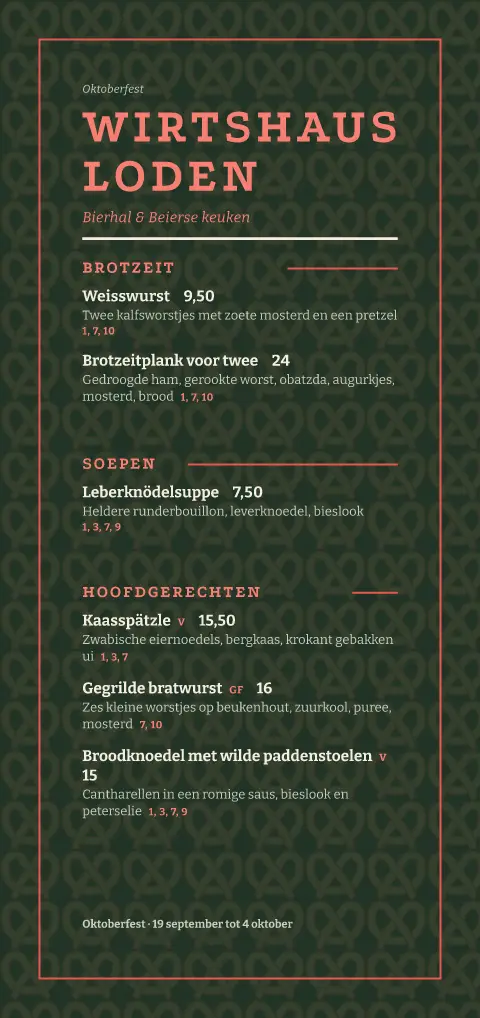Loden Pretzel – pagina 1 van de menukaarttemplate