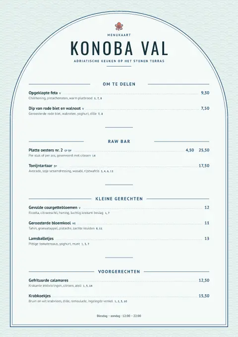 Adriatic Arch – voorbeeld van menukaarttemplate