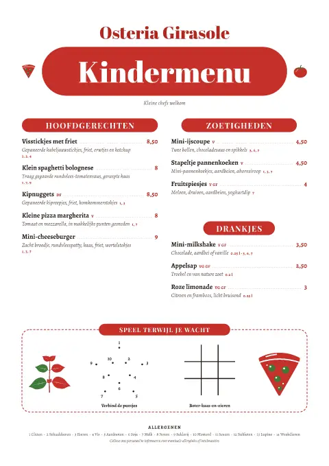 Bambini Gingham – voorbeeld van menukaarttemplate
