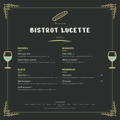 Baguette Slate – voorbeeld van menukaarttemplate