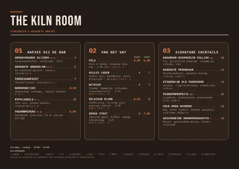 Kiln Grid – voorbeeld van menukaarttemplate