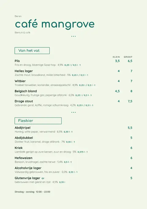 Lagoon Hops – voorbeeld van menukaarttemplate