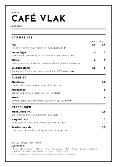 Primary Pour – voorbeeld van menukaarttemplate
