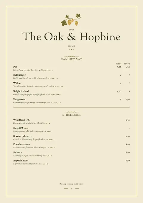 Hopbine Garland – voorbeeld van menukaarttemplate
